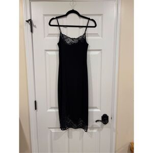 Vintage/Vtg BCBGMaxAzria Women's Floral Lace Slip Dress Y2K Memorabilia Black Sm